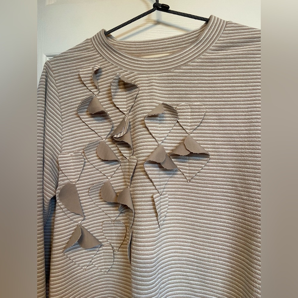 Blue Tassel Textured Ruffle Sweater | Neutral Beige - Picture 2 of 5